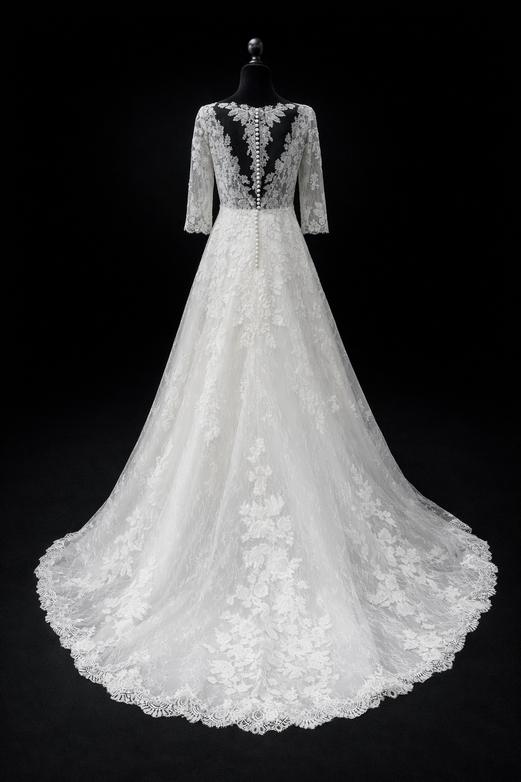 St. Patrick - Romantisk blondekjole med ermer