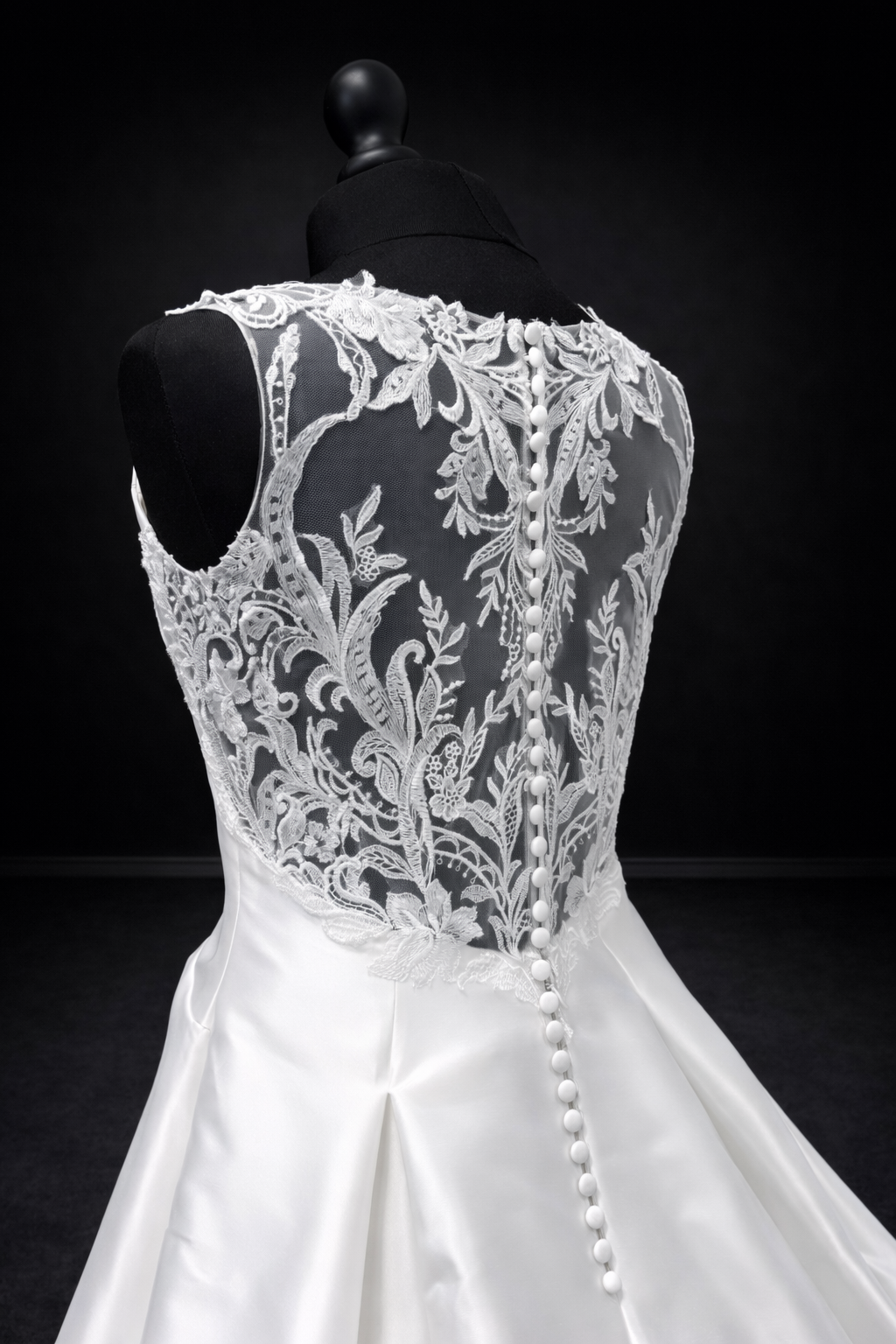 St. Patrick Rouse – Elegant satengbrudekjole med blondedetaljert rygg