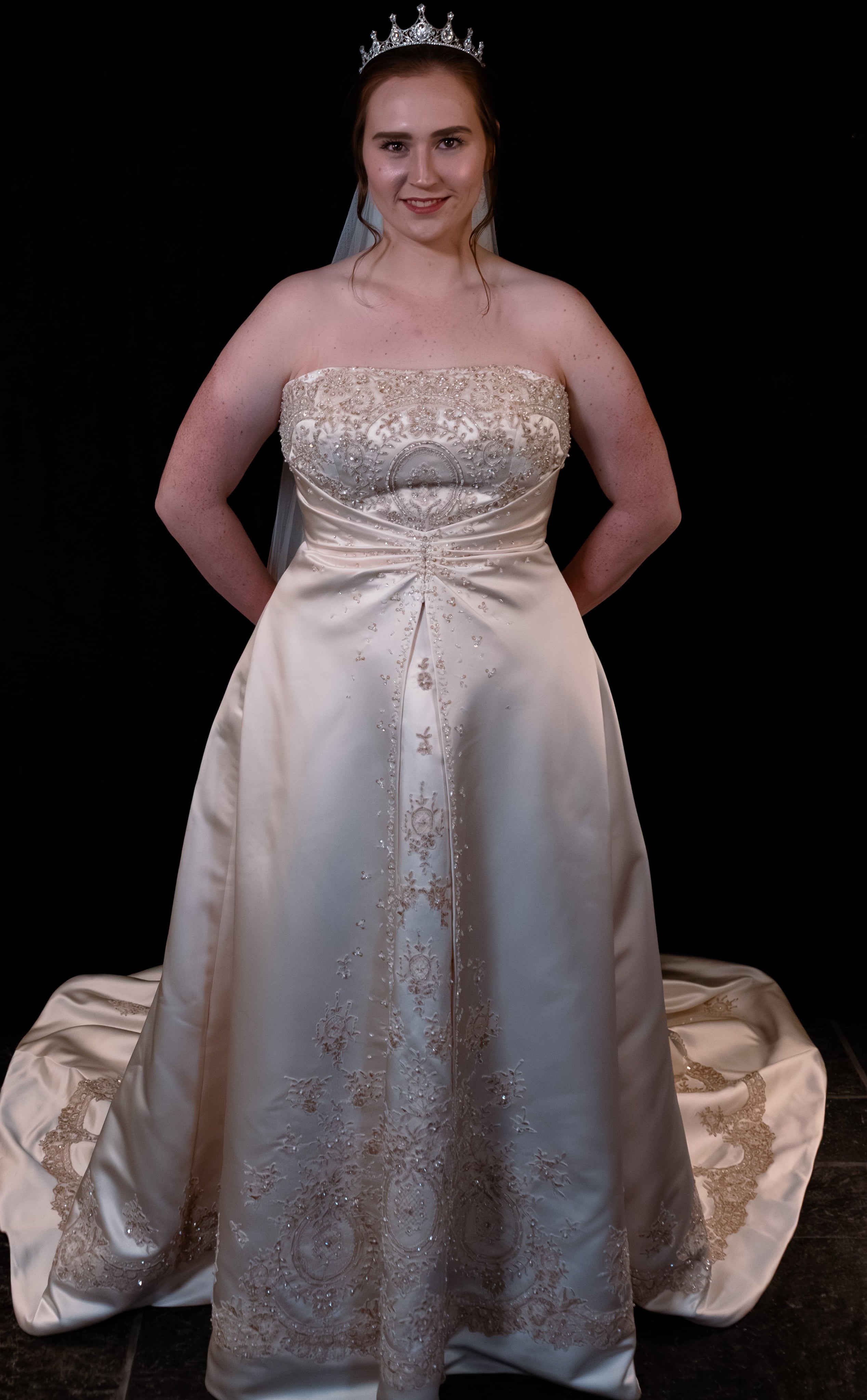 Hillary Morgan Brudekjole – Klassisk Luksus med Rike, Gulltonede Broderier