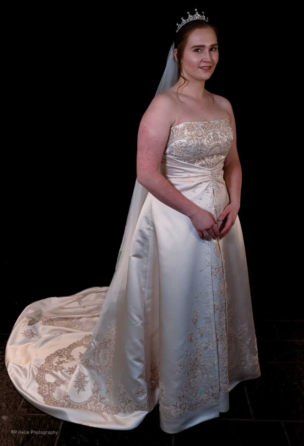 Hillary Morgan Brudekjole – Klassisk Luksus med Rike, Gulltonede Broderier