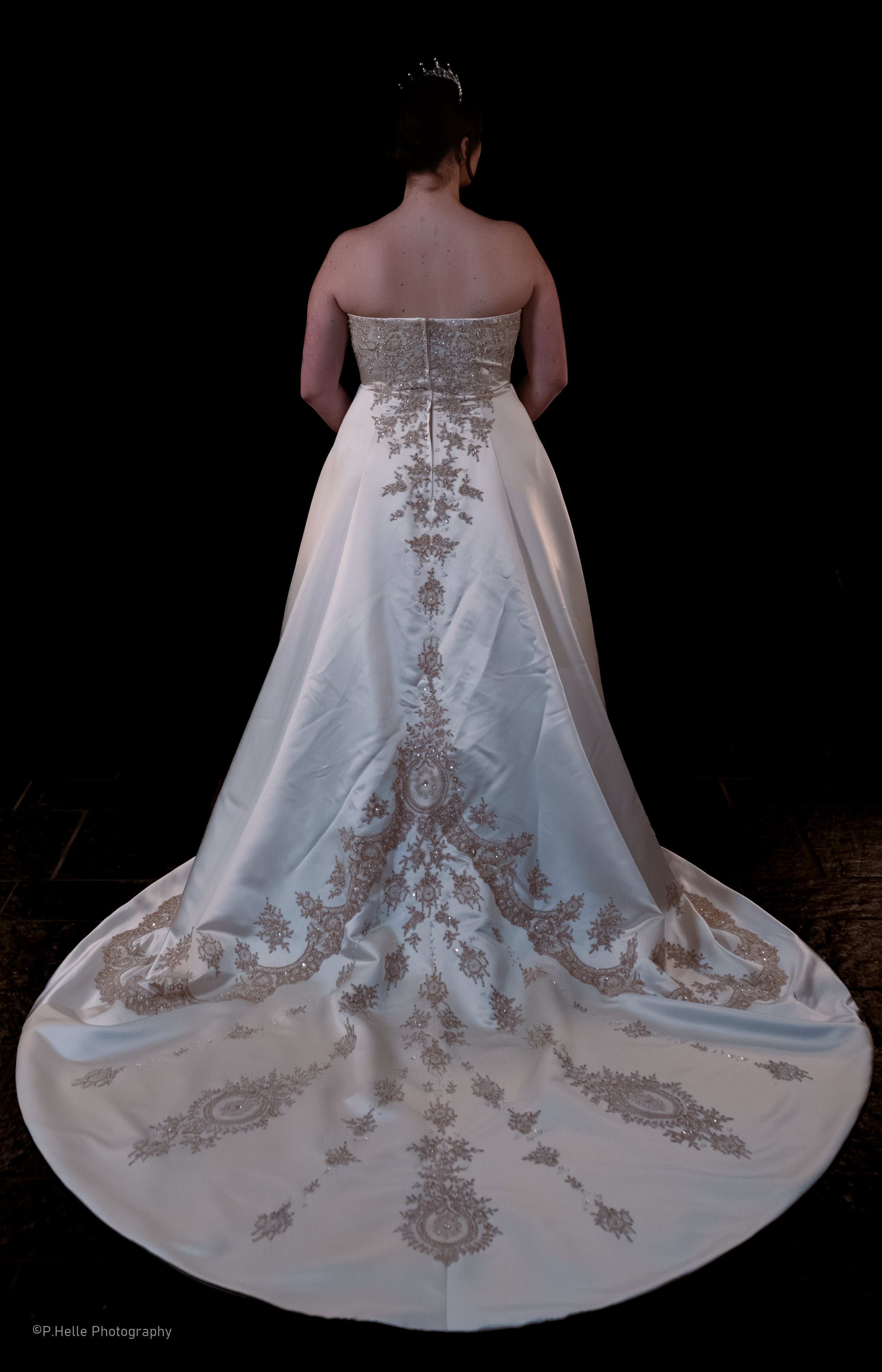 Hillary Morgan Brudekjole – Klassisk Luksus med Rike, Gulltonede Broderier